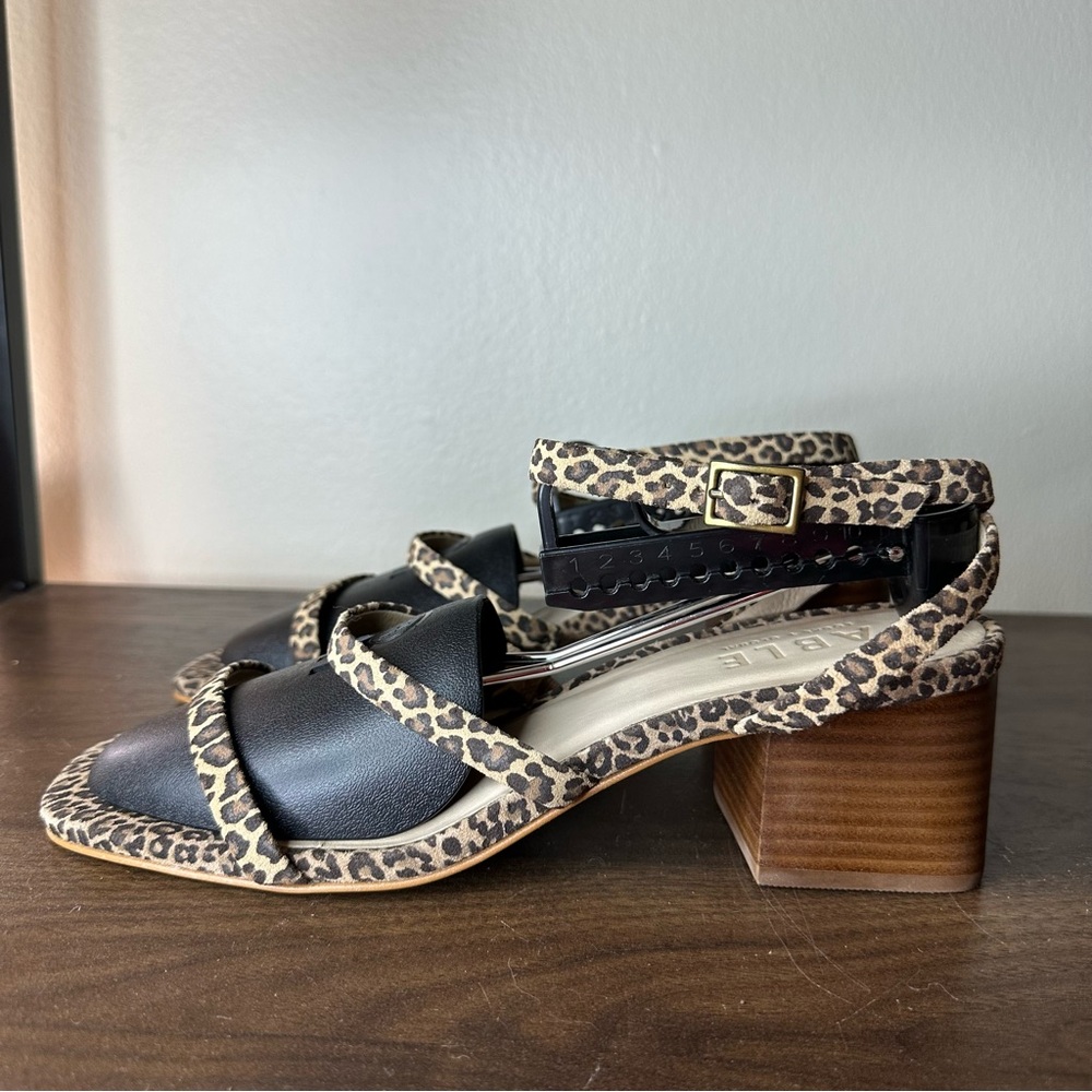 ABLE Leopard Print Scalia Block Heels Sz 9.5 Womens